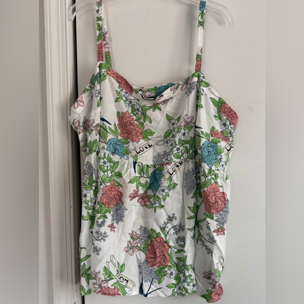 Torrid Floral Print Top in Green and Pink